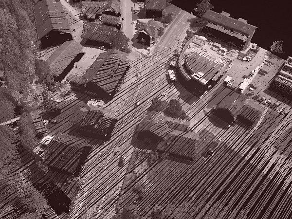 Mit Orthophoto eingefärbte 3D-Punktwolke aus kantonalen Daten
