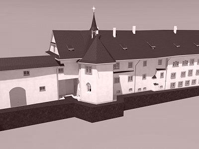 3D-Modell Innenhof Blickrichtung Westen