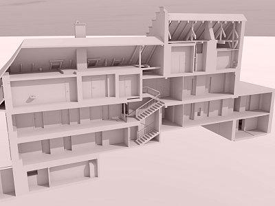 Schnitt durch 3D-Modell Nebengebäude